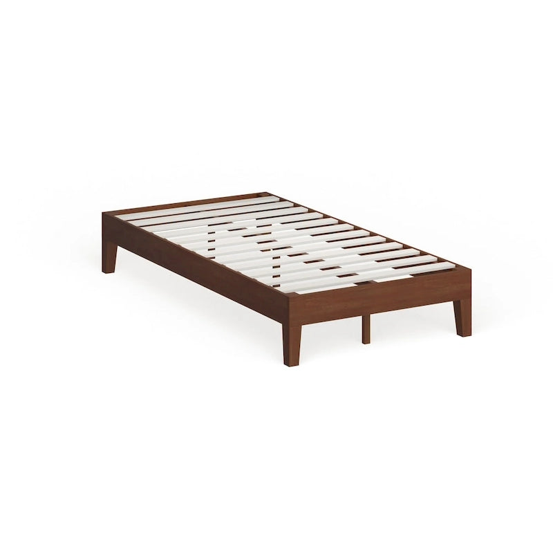 12-Inch Brown Wood Twin-Size Platform Bed Frame