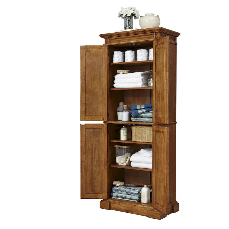 Distressed Oak Storage Pantry Cabinet, 72H