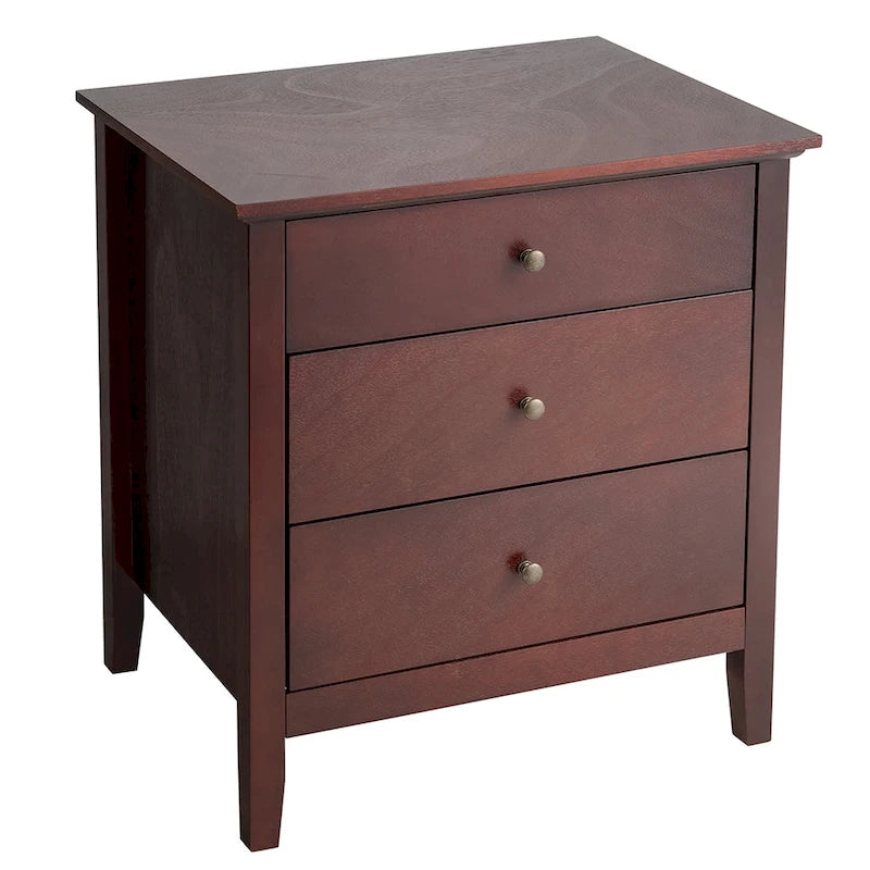 Modern Three-Drawer Nightstand and Bedside Accent Table