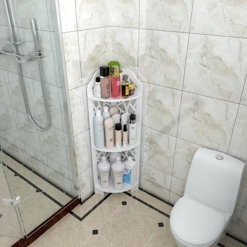 White 3-Tier Waterproof Corner Shower Shelf