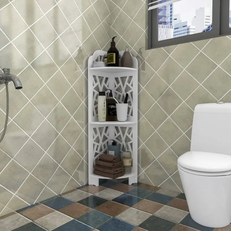 White 3-Tier Waterproof Corner Shower Shelf