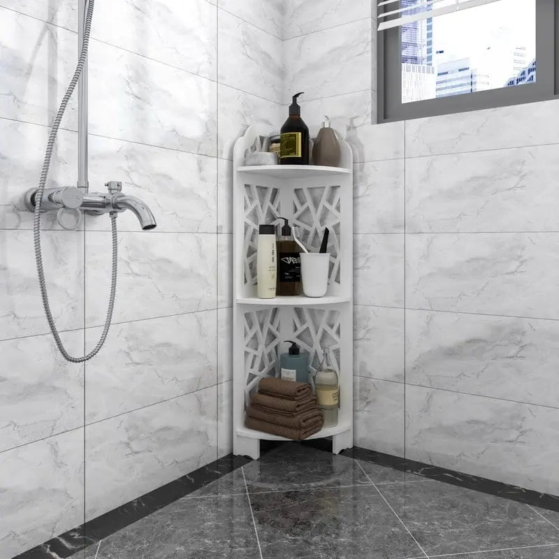 White 3-Tier Waterproof Corner Shower Shelf