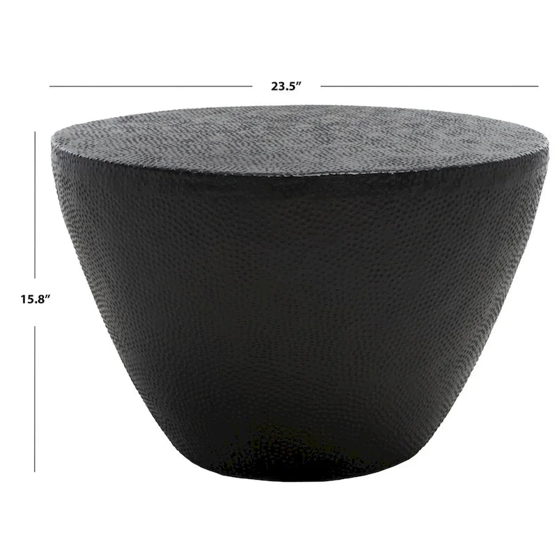 Texturierter Trommel-Couchtisch im marokkanisch inspirierten Stil, 24 x 24 x 16 Inch
