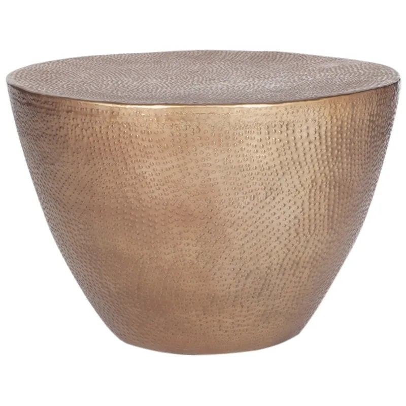 Texturierter Trommel-Couchtisch im marokkanisch inspirierten Stil, 24 x 24 x 16 Inch