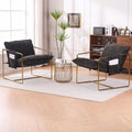 Upholstered Hanging Armchairs with Arm Pockets and Metal Frames, Set of 2