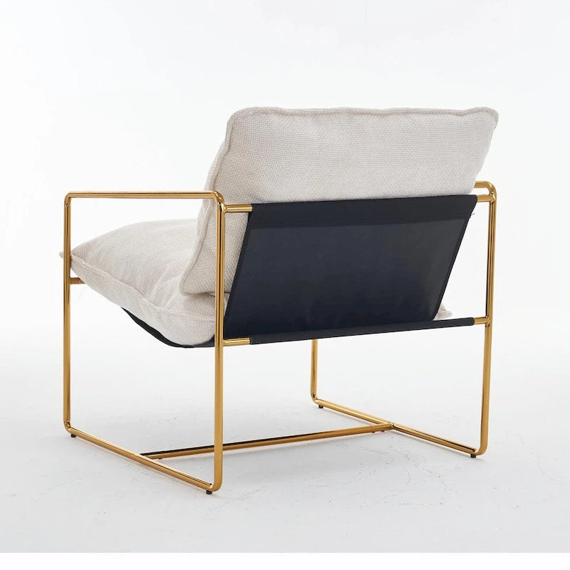 Upholstered Hanging Armchairs with Arm Pockets and Metal Frames, Set of 2