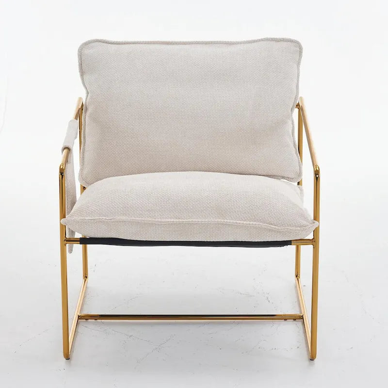 Upholstered Hanging Armchairs with Arm Pockets and Metal Frames, Set of 2