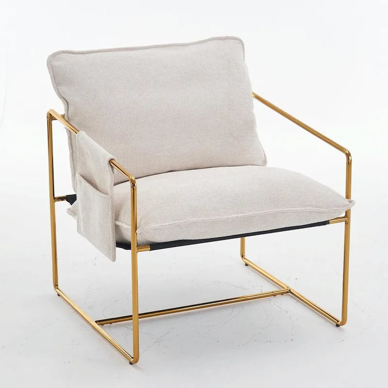 Upholstered Hanging Armchairs with Arm Pockets and Metal Frames, Set of 2