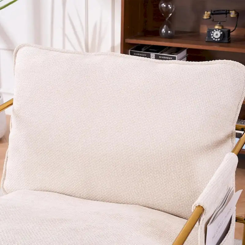 Upholstered Hanging Armchairs with Arm Pockets and Metal Frames, Set of 2