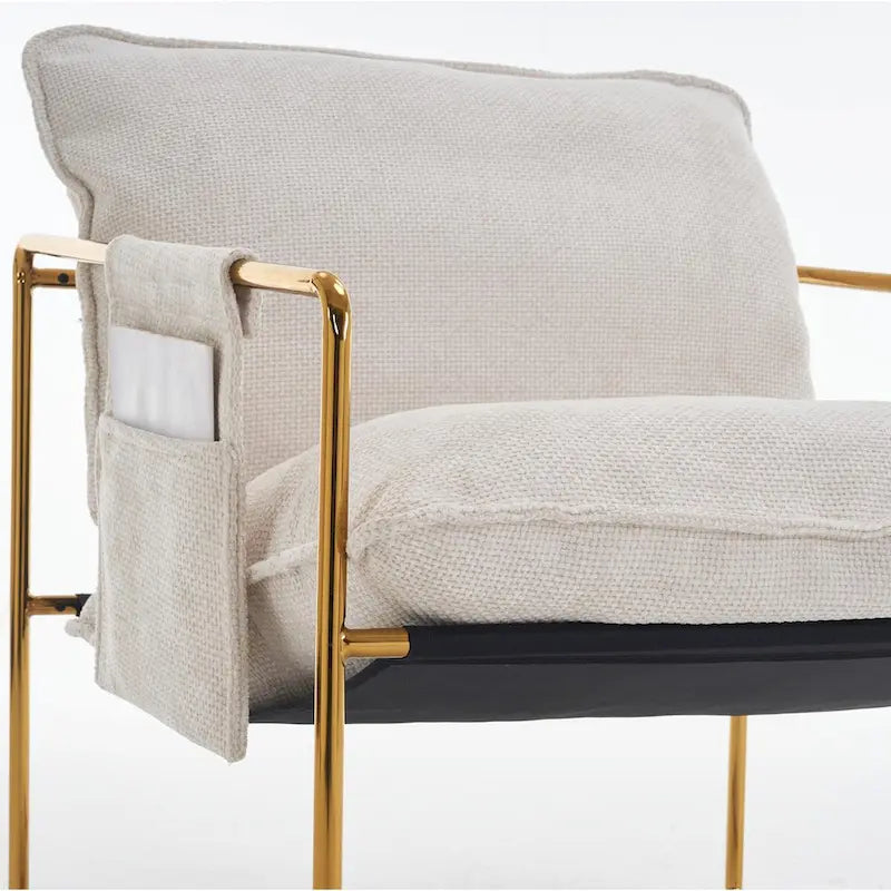 Upholstered Hanging Armchairs with Arm Pockets and Metal Frames, Set of 2