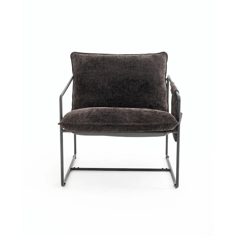 Upholstered Hanging Armchairs with Arm Pockets and Metal Frames, Set of 2