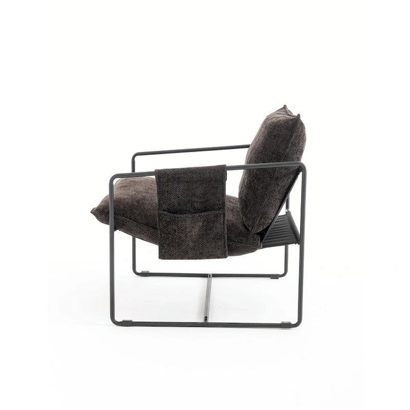 Upholstered Hanging Armchairs with Arm Pockets and Metal Frames, Set of 2