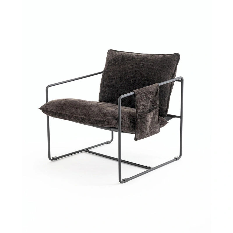 Upholstered Hanging Armchairs with Arm Pockets and Metal Frames, Set of 2