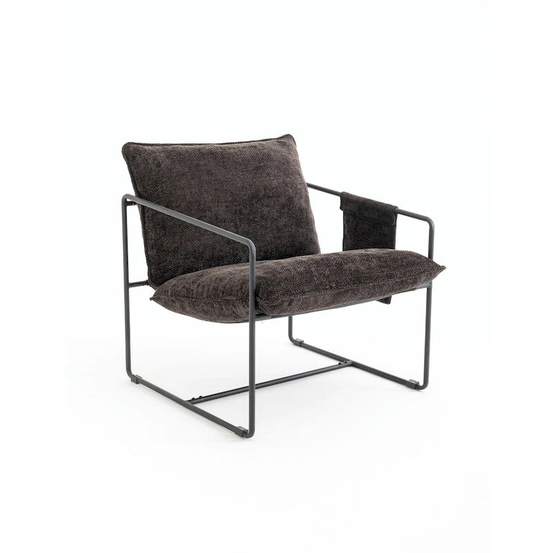 Upholstered Hanging Armchairs with Arm Pockets and Metal Frames, Set of 2