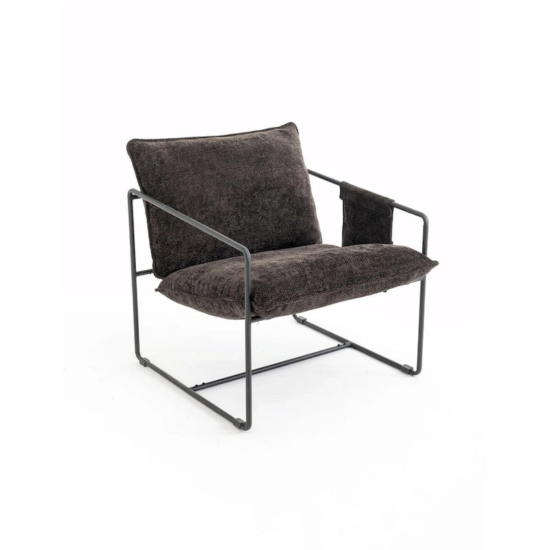 Upholstered Hanging Armchairs with Arm Pockets and Metal Frames, Set of 2