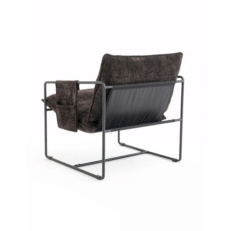 Upholstered Hanging Armchairs with Arm Pockets and Metal Frames, Set of 2