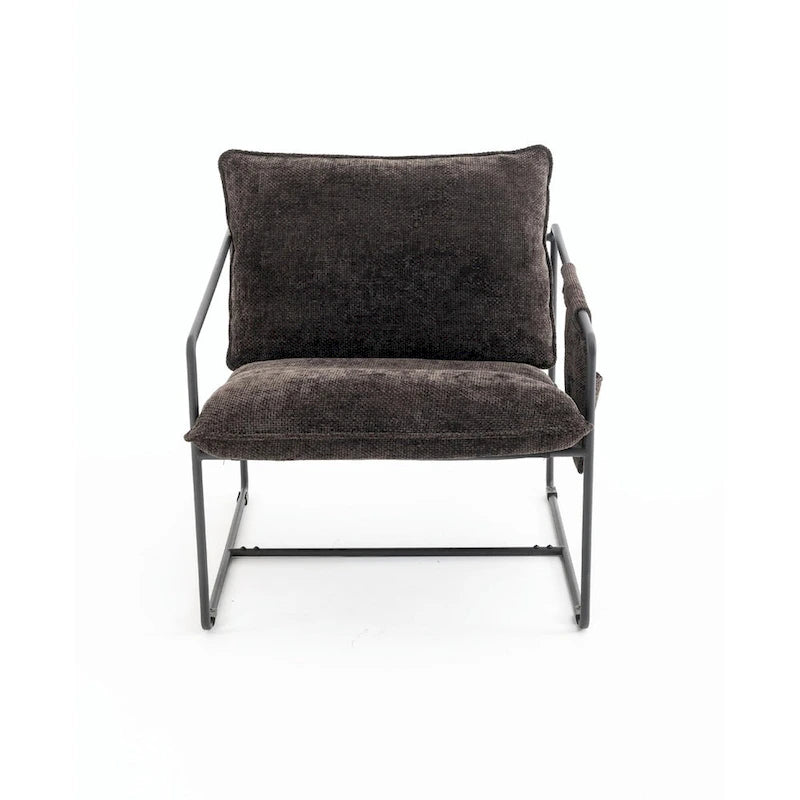 Upholstered Hanging Armchairs with Arm Pockets and Metal Frames, Set of 2