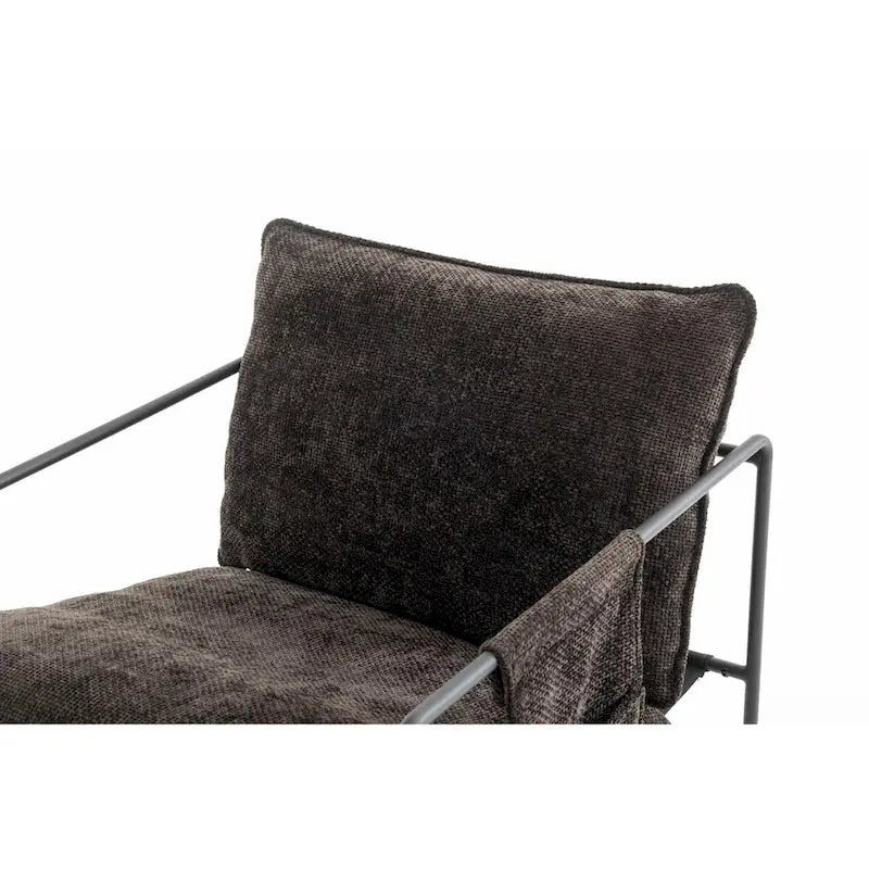 Upholstered Hanging Armchairs with Arm Pockets and Metal Frames, Set of 2