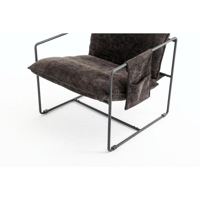 Upholstered Hanging Armchairs with Arm Pockets and Metal Frames, Set of 2