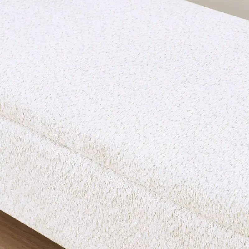Oval Lamb Fleece Storage Ottoman Bench with Hidden Storage