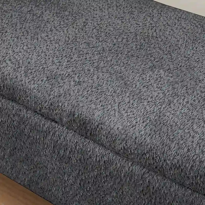 Oval Lamb Fleece Storage Ottoman Bench with Hidden Storage