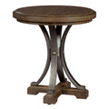 Oak and Pewter Oval Chairside Accent Table with Shelf