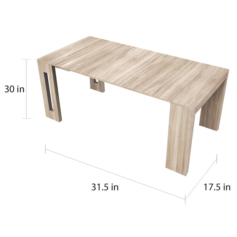 Moderne uitschuifbare console-eettafel - 31.5 W x 17.5 D x 30 H ( Ext: 17.5 - 73 W )