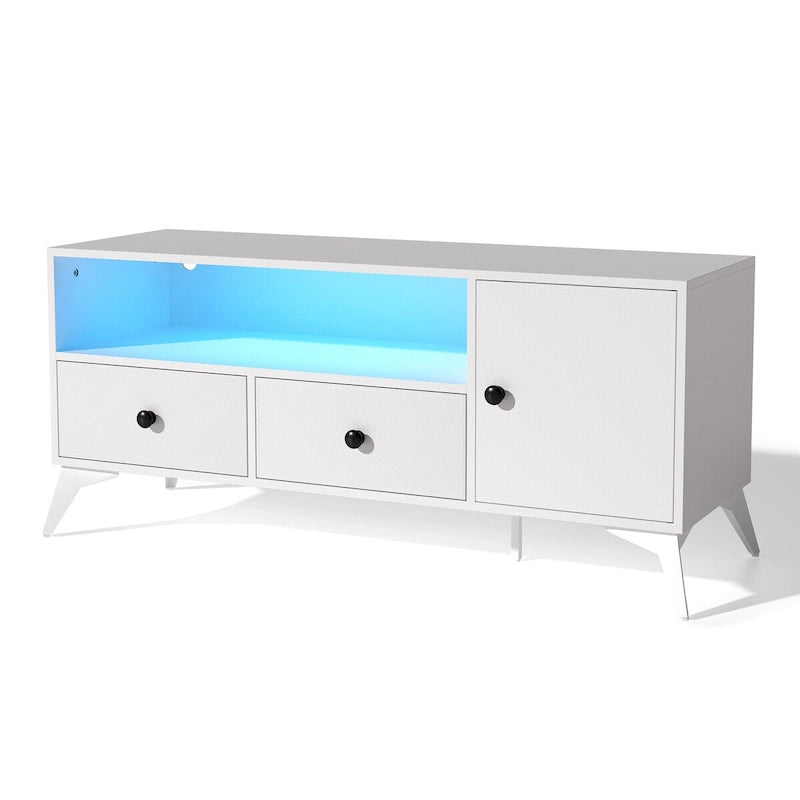 TV Stand Console Table with RGB LED Lights and Storage for 32 to 60 Inch TVs