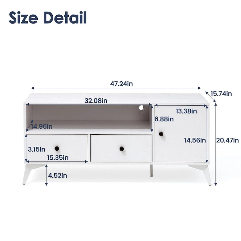 TV Stand Console Table with RGB LED Lights and Storage for 32 to 60 Inch TVs
