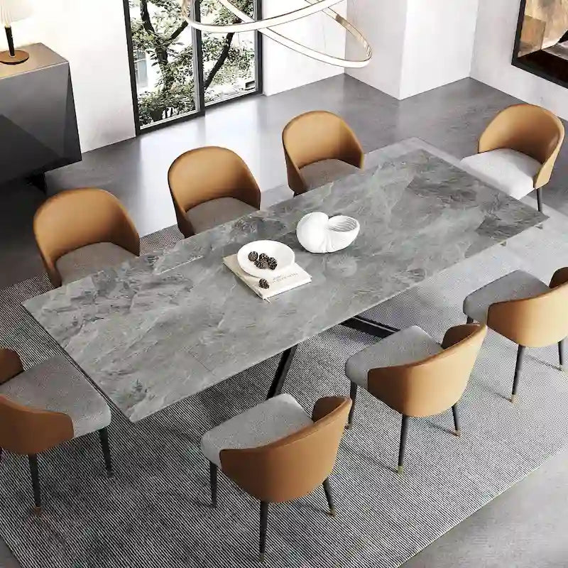 Extendable Rectangular Sintered Stone Dining Table 78.74 to 110.24 Inches
