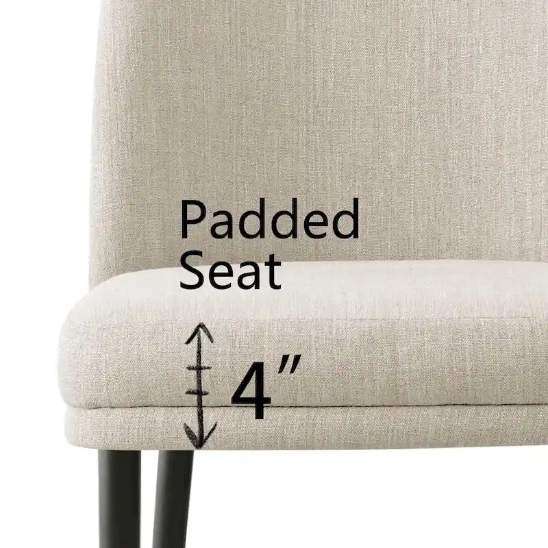 Gestoffeerde eetkamerstoelen van linnenmix met gebogen rugleuningen, set van 2