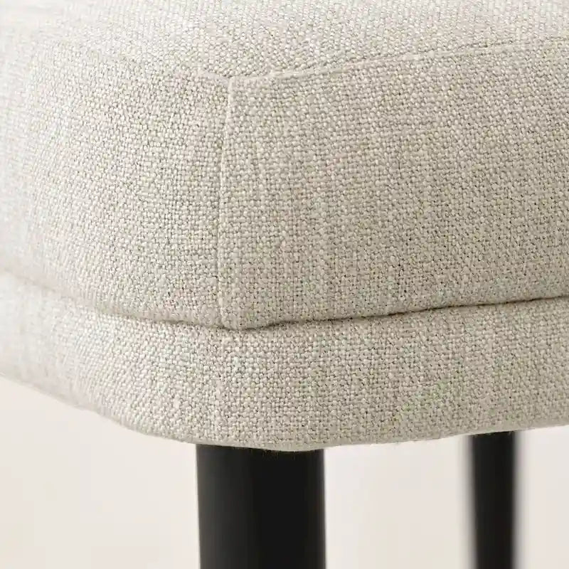 Gestoffeerde eetkamerstoelen van linnenmix met gebogen rugleuningen, set van 2