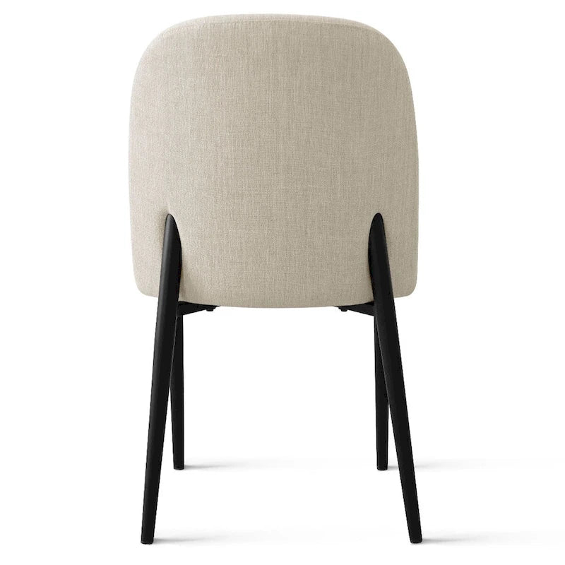 Gestoffeerde eetkamerstoelen van linnenmix met gebogen rugleuningen, set van 2