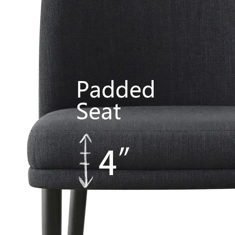 Gestoffeerde eetkamerstoelen van linnenmix met gebogen rugleuningen, set van 2
