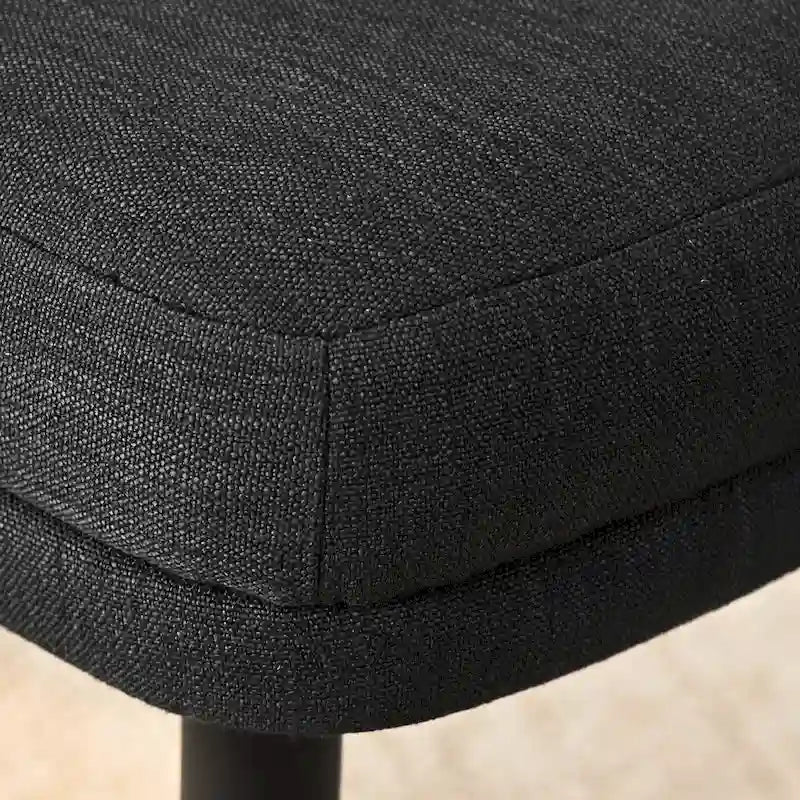 Gestoffeerde eetkamerstoelen van linnenmix met gebogen rugleuningen, set van 2