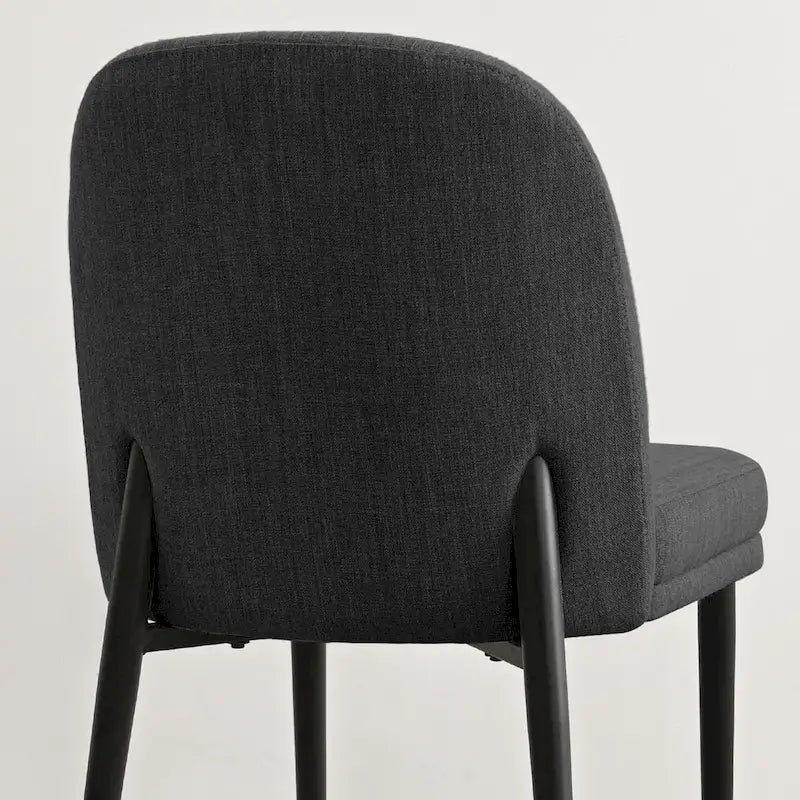 Gestoffeerde eetkamerstoelen van linnenmix met gebogen rugleuningen, set van 2