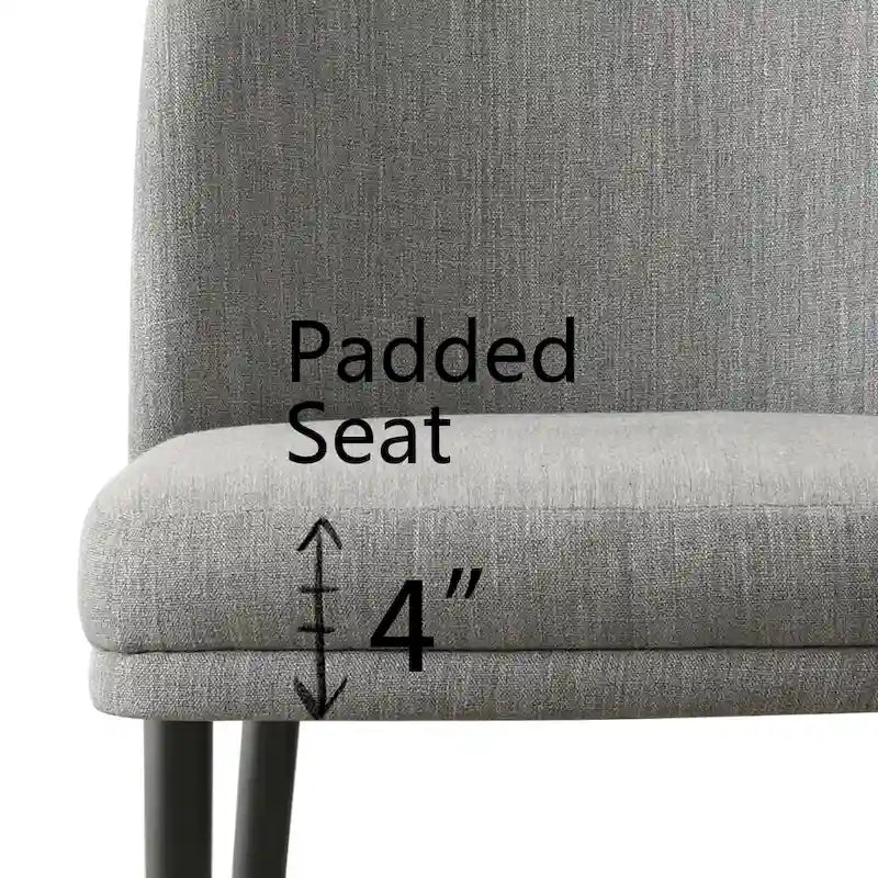 Gestoffeerde eetkamerstoelen van linnenmix met gebogen rugleuningen, set van 2