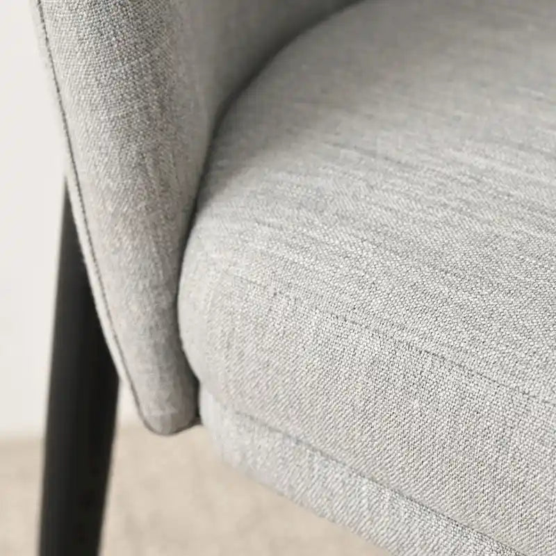 Gestoffeerde eetkamerstoelen van linnenmix met gebogen rugleuningen, set van 2