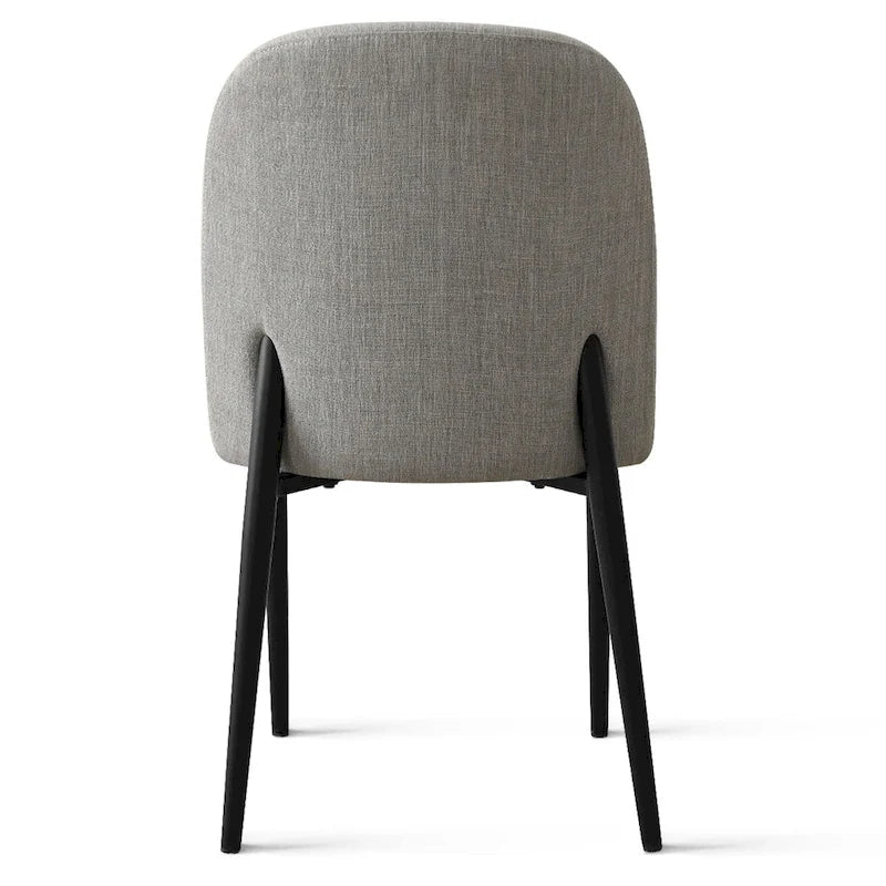 Gestoffeerde eetkamerstoelen van linnenmix met gebogen rugleuningen, set van 2