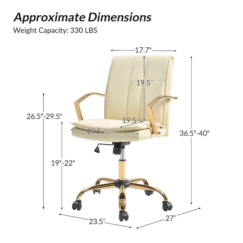 Modern Faux Leather Swivel Rocking Office Chair with Gold Metal Base