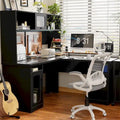 L-Shaped Corner Desk with File Cabinet, Hutch and Charging Station