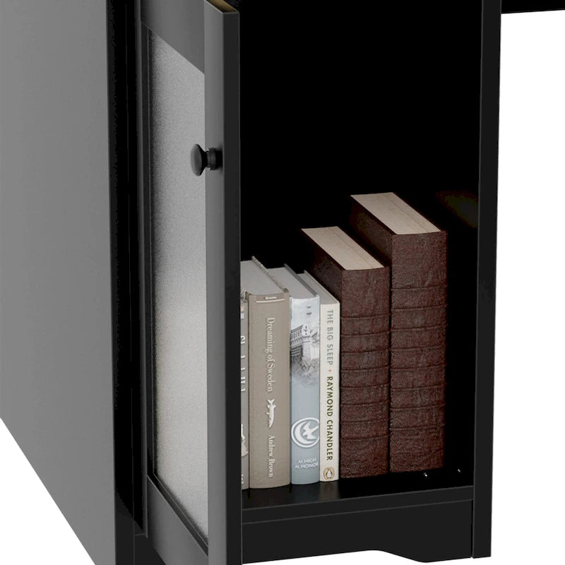 L-Shaped Corner Desk with File Cabinet, Hutch and Charging Station