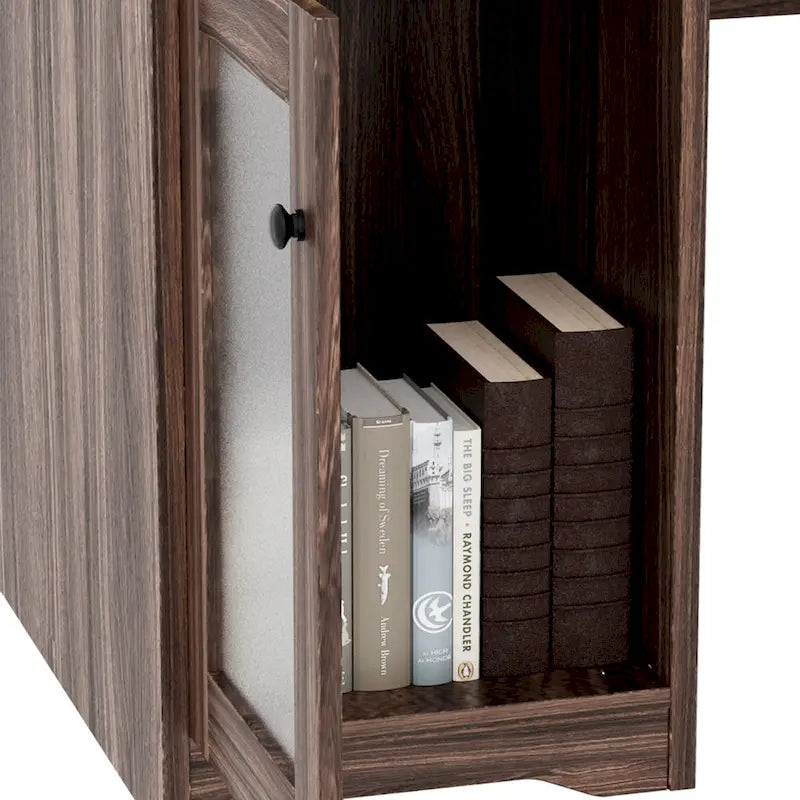L-Shaped Corner Desk with File Cabinet, Hutch and Charging Station
