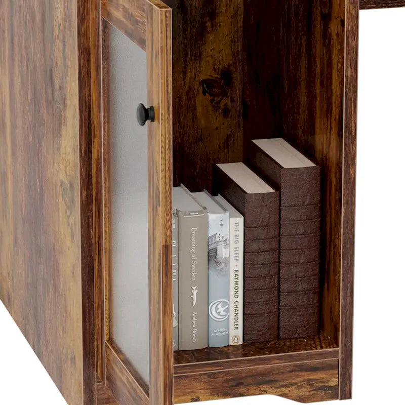 L-Shaped Corner Desk with File Cabinet, Hutch and Charging Station