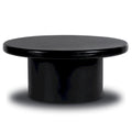 Black Solid Mango Wood Round Coffee Table with Sculptural Base