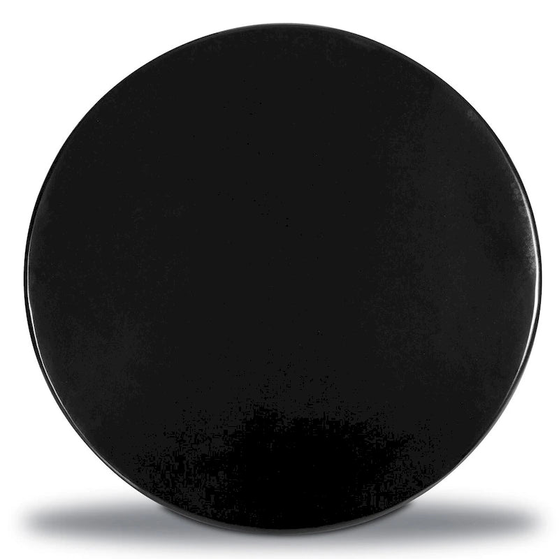 Black Solid Mango Wood Round Coffee Table with Sculptural Base