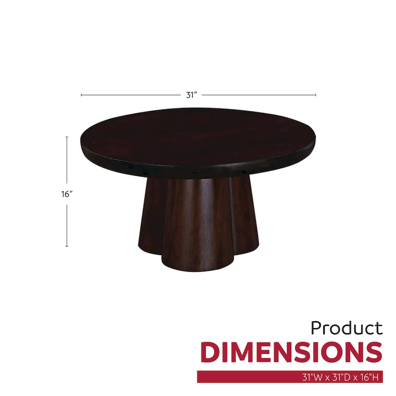 Ronde houten salontafel met voetstuk, 31 inch