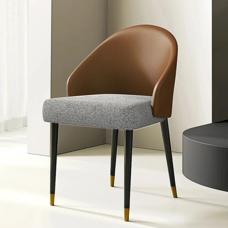 Modern Faux Leather and Fabric Upholstered Dining Armchairs, Set of 4
