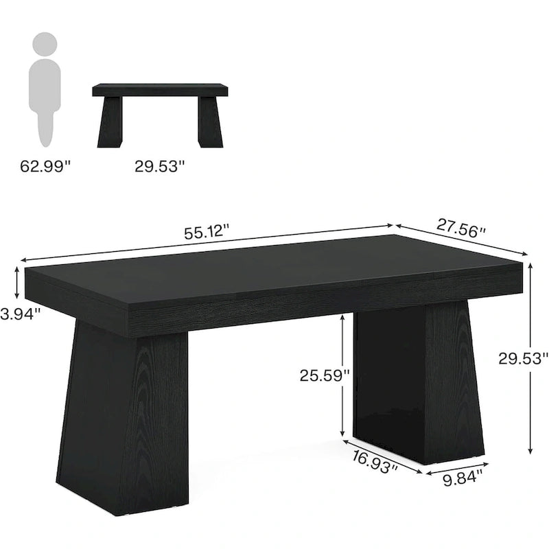 55-Inch Mid-Century Executive Desk for Home Office Workspaces