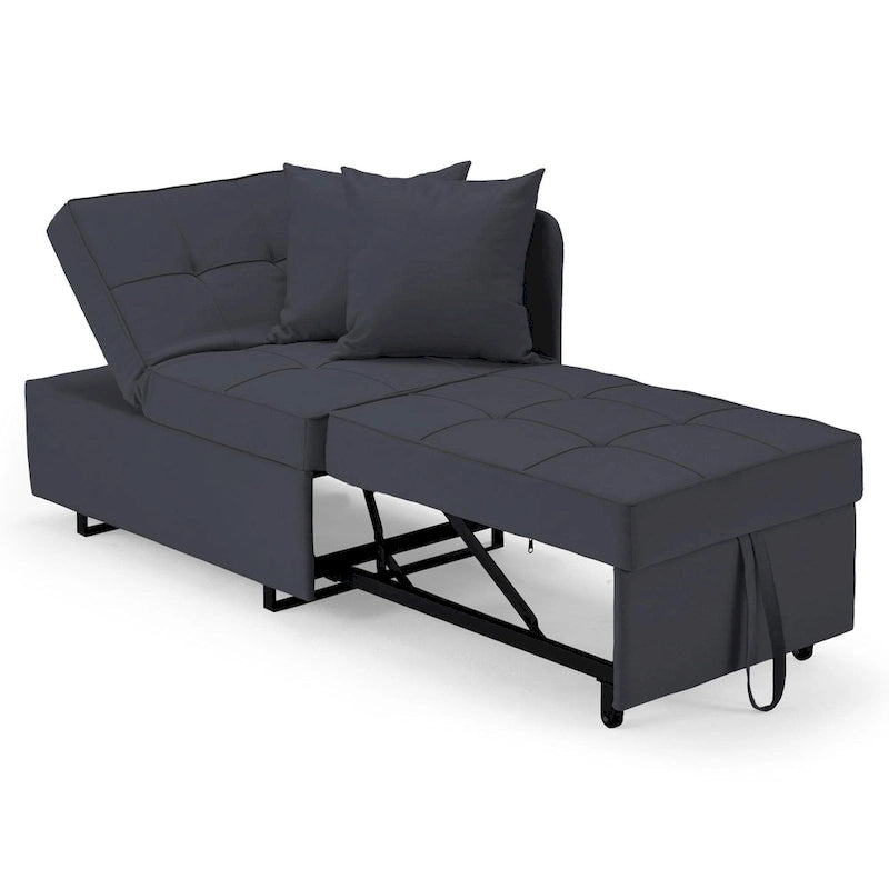 Convertible Sleeper Sofa Chair Bed with Adjustable Backrest and Faux Linen Upholstery
